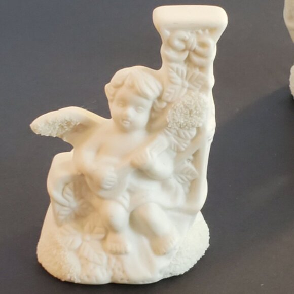 Vintage Christmas JOY Angel Candle Holder Ceramic Collection 1980's Set of 3 - Picture 2 of 14